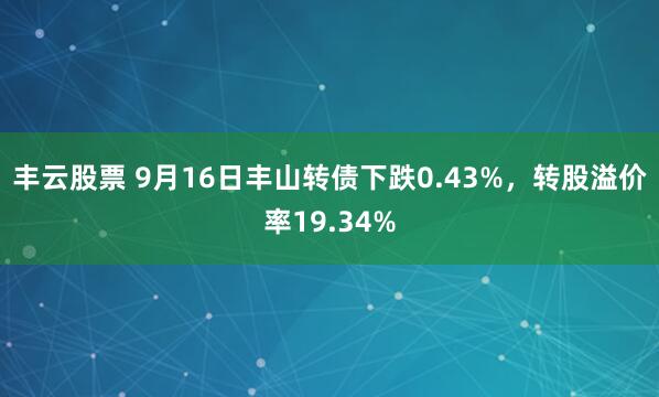 丰云股票 9月16日丰山转债下跌0.43%,转股溢价率19.34%